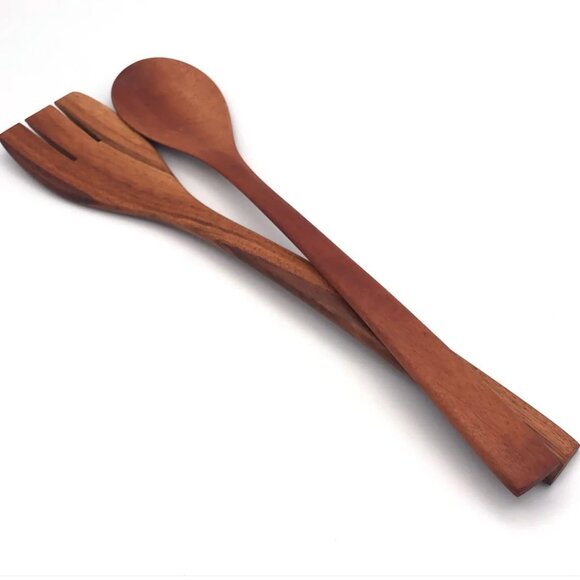 NWT Fair Trade Tropical Hardwood Salad Servers and Cooking Spatula (SET of 3) - Picture 10 of 12